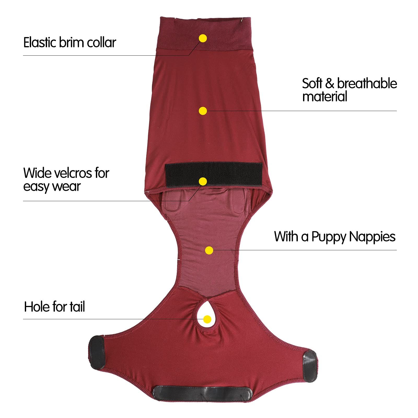 Full Body Dog Diaper with a Puppy Nappies Physiological Dog Surgery Recovery Suit for Male Female Dogs（L） — image 2