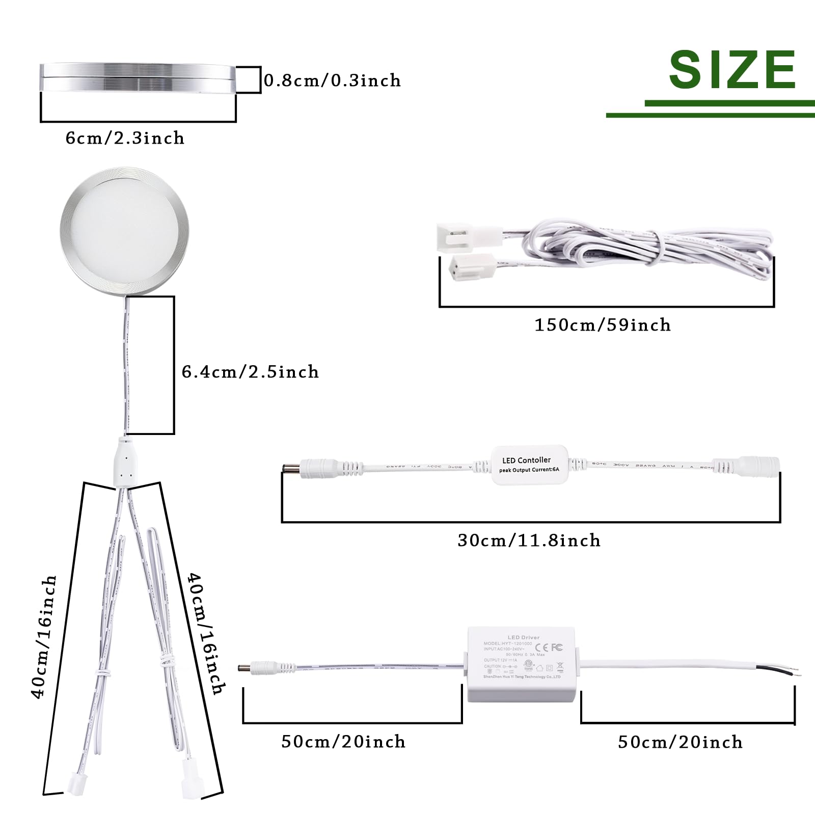 Linkable Under Cabinet LED Lighting 12V Slim Aluminum Dimmable Puck Lights Direct Wired with RF Remote Control for Kitchen Lighting(4pack, Daylight White) — image 3