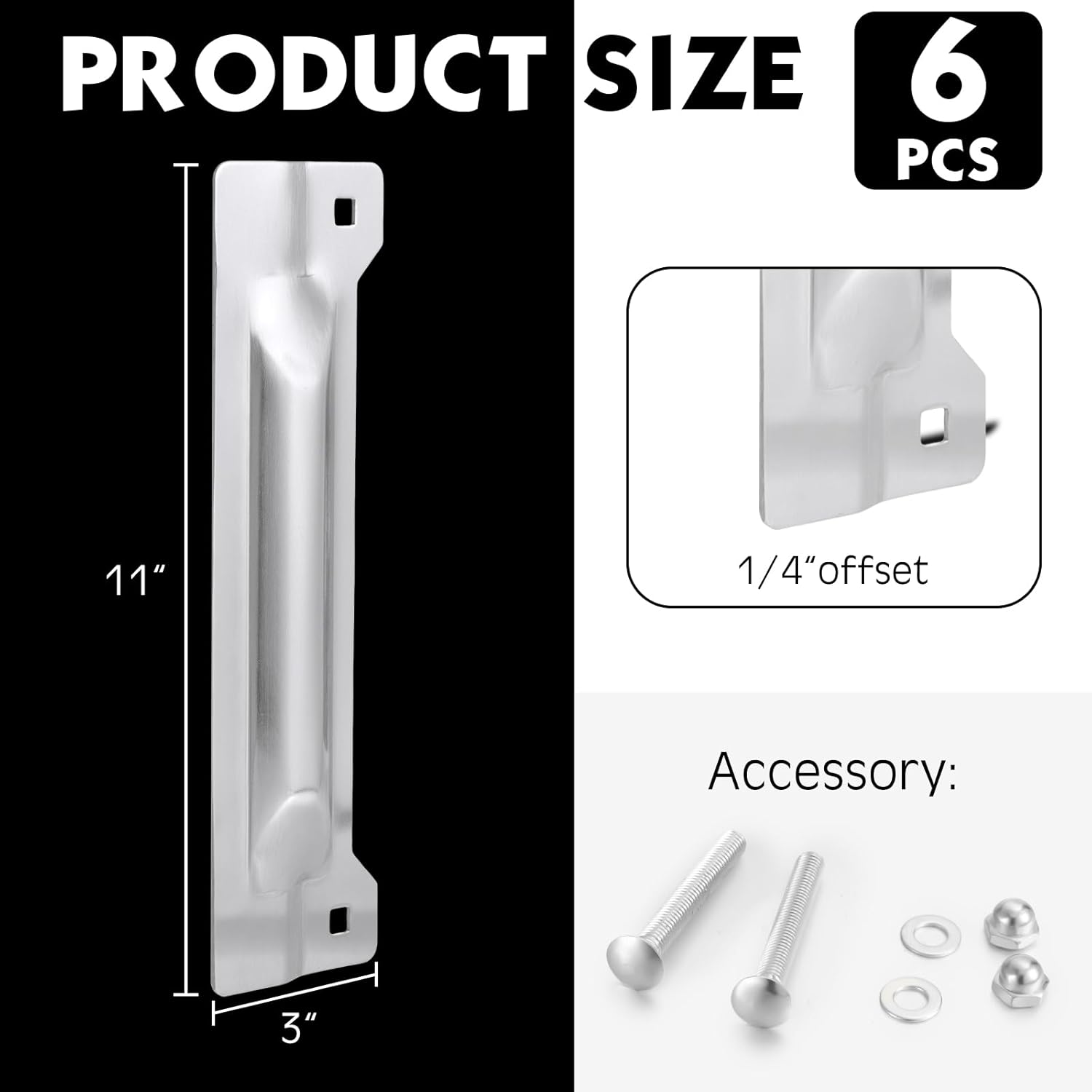 Landhoow 6 Pcs 3" x 11" Latch Guard Plate Cover Electroplated Carbon Steel Door Latch Cover Latch Protector Door Security Strike Plate Against Forced Entry