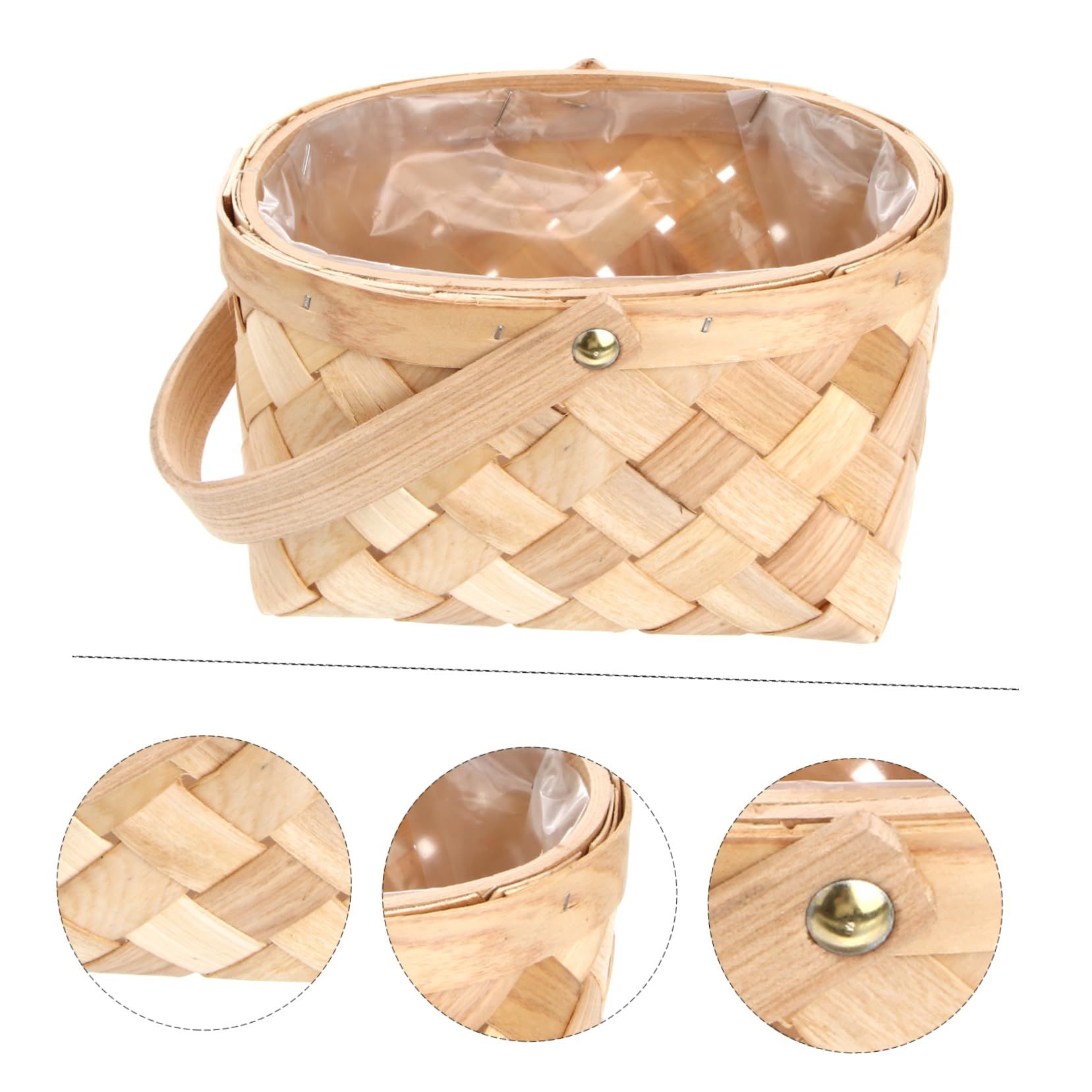 Mini Woven Baskets with Handles Miniature Flower Basket Rustic Hanging Wedding Decor Mini Hamper Baskets Playset Mini Scene Prop — image 4