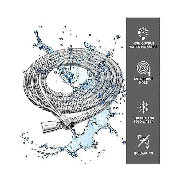 5 m Extra Long Stainless Steel Shower Hose, Solid Brass Connector, Universal Anti-Burst Design, G1/2 Thread, Chrome Finish — image 2