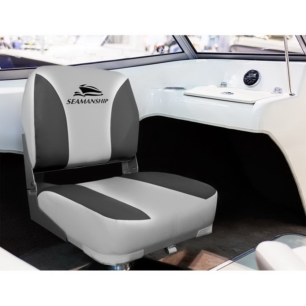 Seamanship 2X Folding Boat Seats Marine Swivel Low Back 13cm Padding Charcoal โ image 3