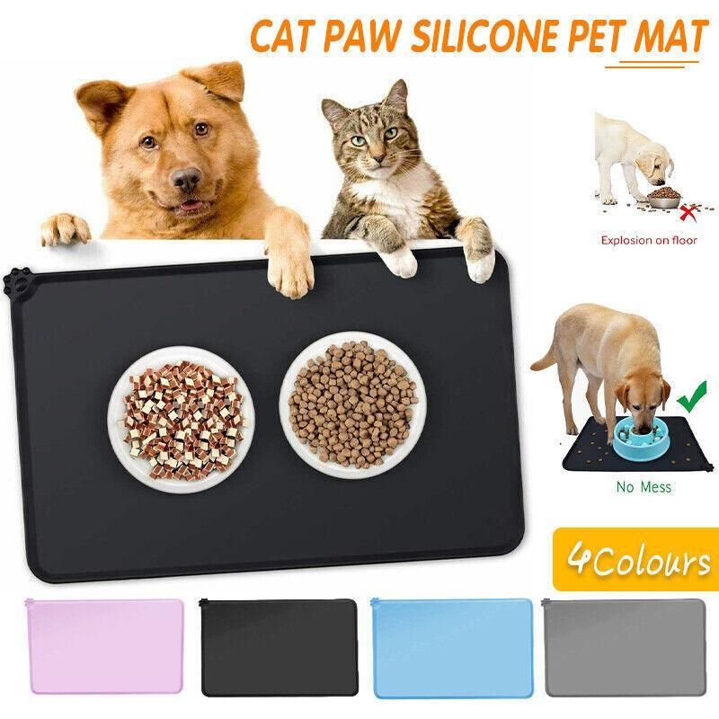 Silicone Pet Feeding Mat Dog Cat Food Bowl Placemat Waterproof Non-Slip Easy Clean - Black — image 2