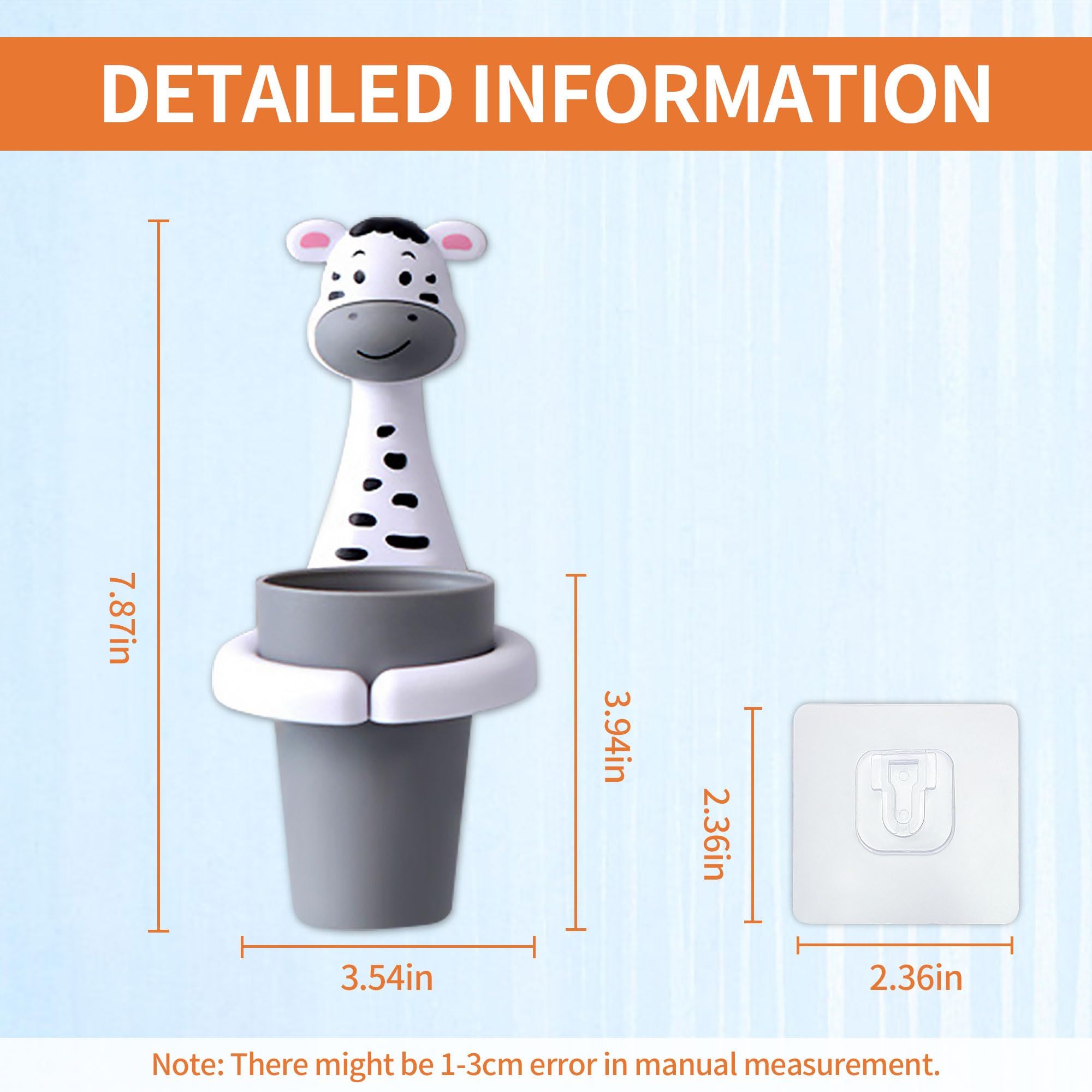 Kids Toothbrushes Holder Animal Tooth Cup Holder Wall Mounted Sucker Toothpaste Storage Set Cute Household Toothpaste Rack โ image 2