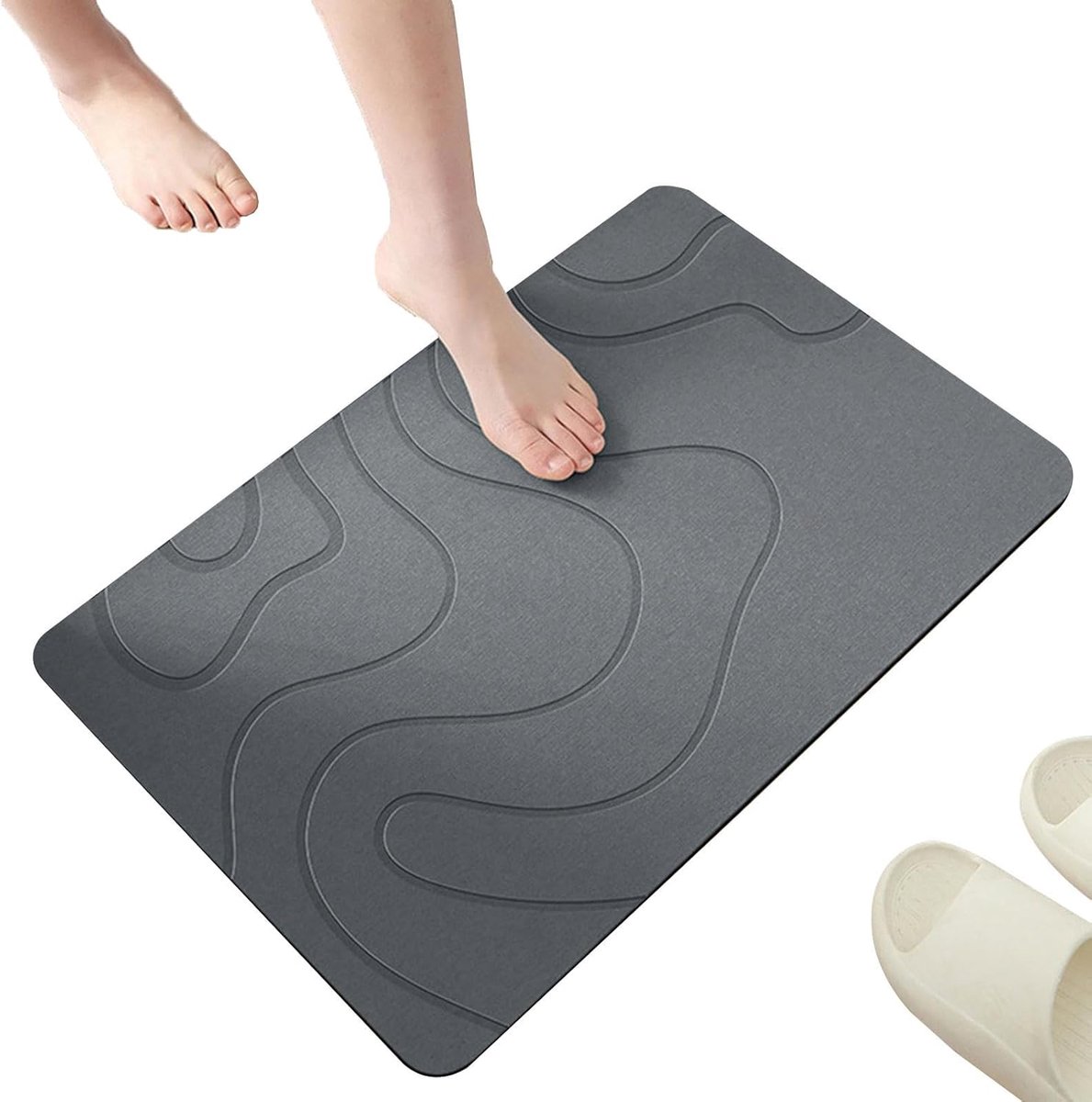 Absorbent Bath Mat - 40 × 60 cm - Diatomaceous Earth Bath Mat - Non-Slip Diatomite Mat - Non-Slip Shower Mat - Bathroom Mat - Toilet Mat - non-slip bath mat