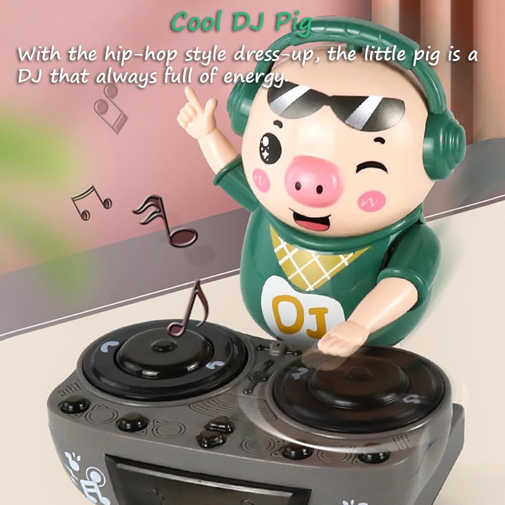 DJ Swinging Piggy Toy with Light and Music Cute Dancing Pig Light up Toys 3 Songs Available DJ Bouncing Piggy Sing — image 2