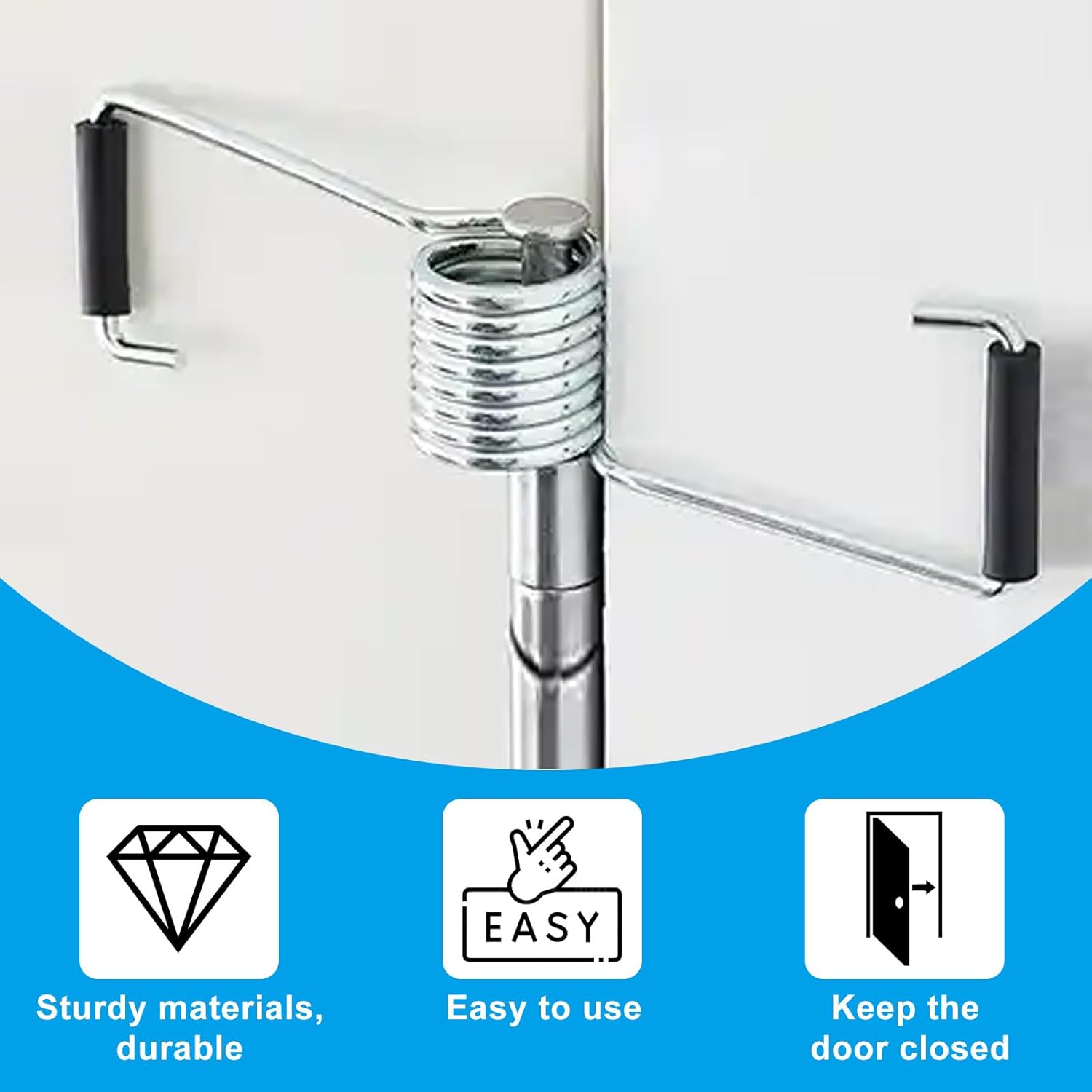 4 Pack Spring Door Closer, Automatic Self-Closing Door Hinge with Rubber Bumper for Cabinet, Closet and Interior Doors — image 5