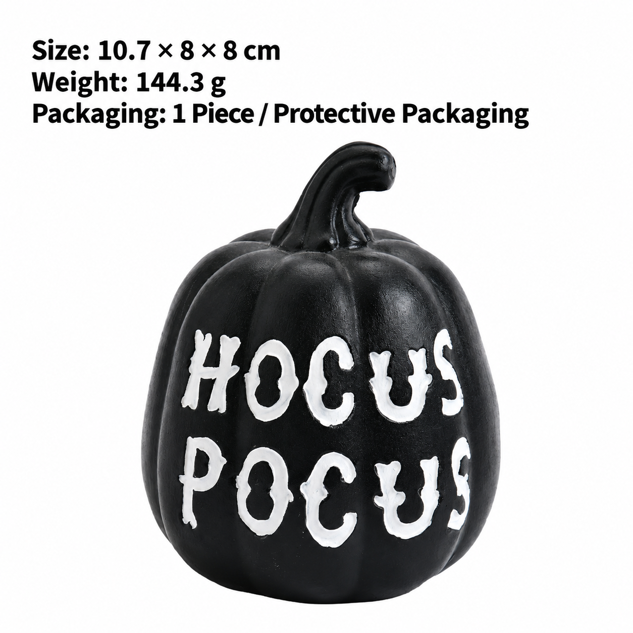 Halloween Resin Pumpkin Decoration Set with Spider Web Bat and Lettering Designs, Ins Style European Tabletop Ornaments for Home Festival Party Scene Display and Holiday Atmosphere Enhancement (Hocus Pocus (Black))
