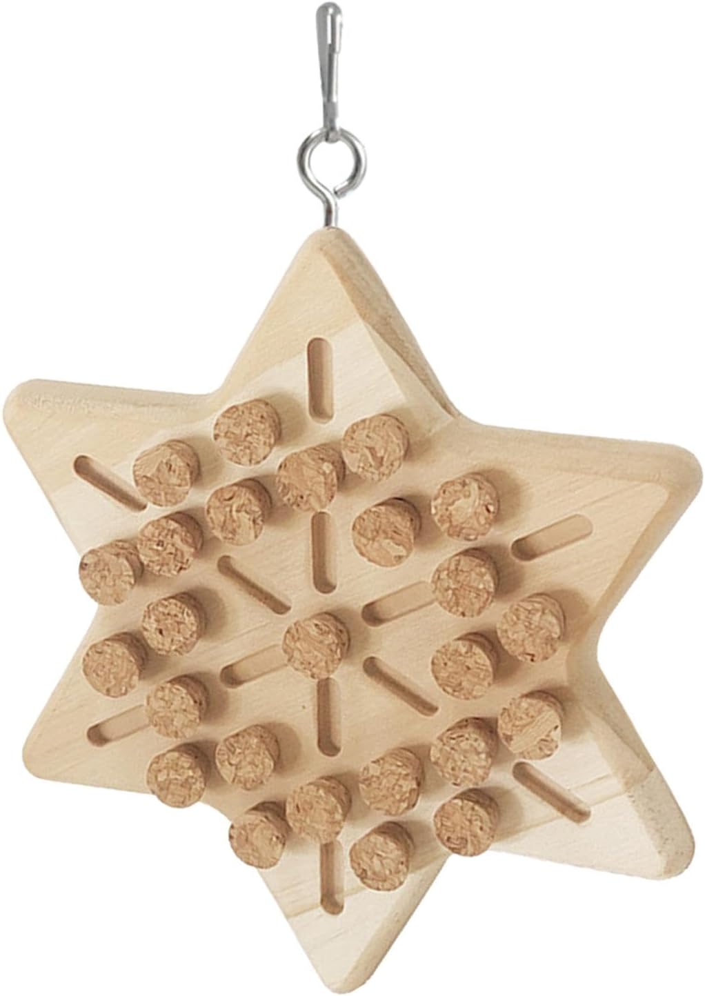 Portable Bird Cage Toy Parrot Chew Plug - Natural Cork Wooden Toy with Tiger Skin Texture for African Grey Timneh Congo Parrots