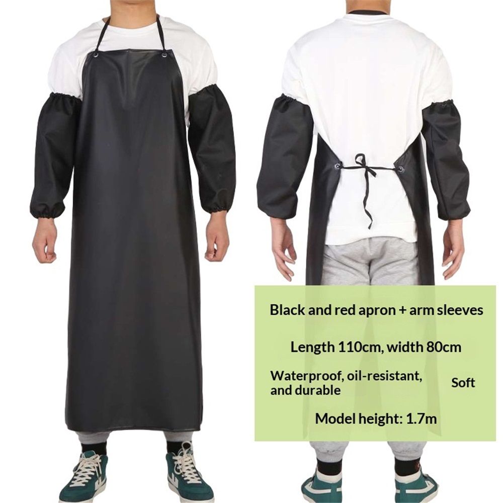 Waterproof Apron with Long Sleeves and sleeve protectors, Safety Apron Work Uniform for Men & Women, Chemical Resistance Anti-Tear Apron