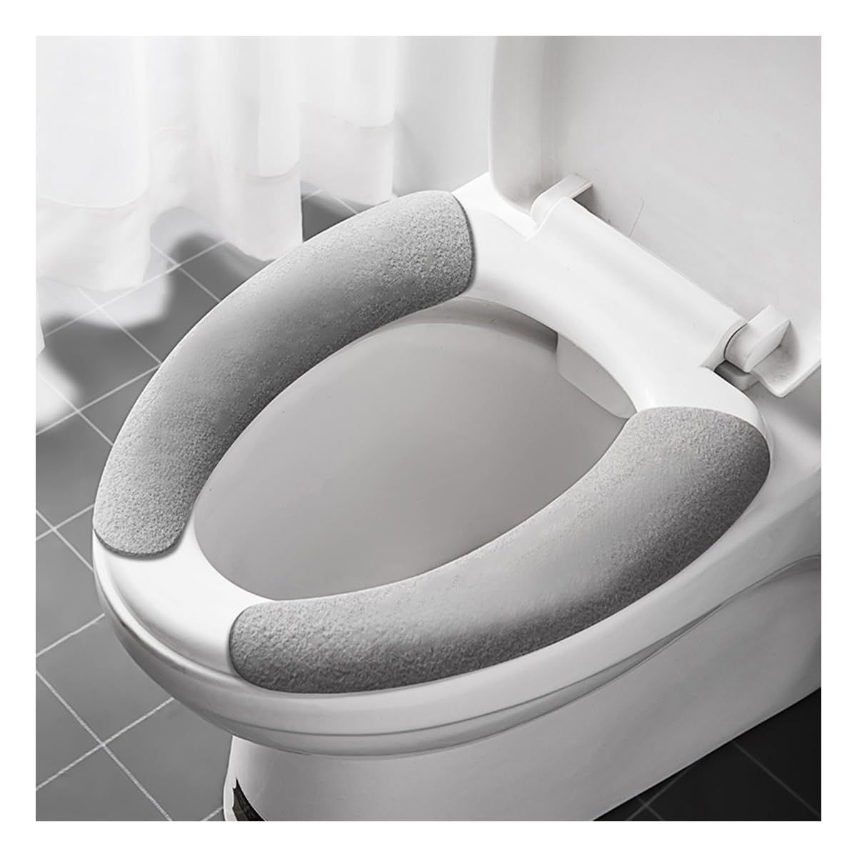 Pair of Toilet Seat Cover Mat Non Slip Toilet Seat Pad Washable Seat Cushion with Self-Adhesive Design for Bathroom — image 2