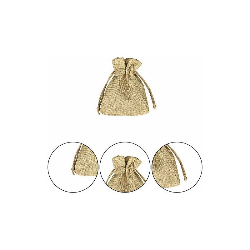 100 pcs Jute Bags 7X9Cm, Reusable Gift Bags, Burlap Pouches With Drawstring For Jewelry Gift Party Birthday Christmas — image 3