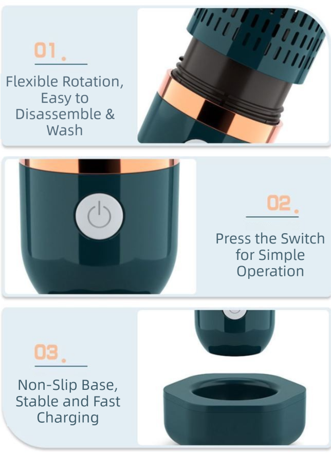 Blue Wireless Capsule Fruit and Vegetable Purifier(16 × 5.4CM) - Portable Food Disinfection & Sterilization Cleaner, 99.9% Bacteria Removal — image 6