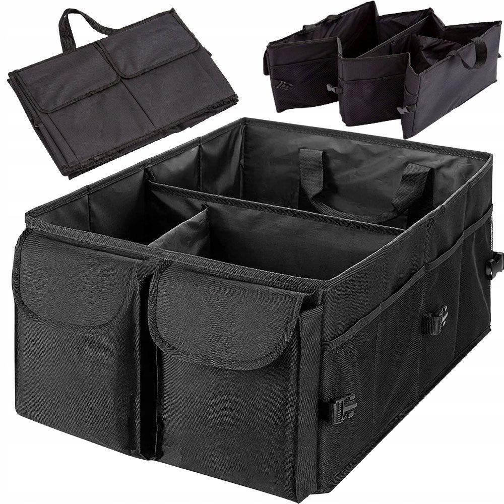 Foldable Car Trunk Bag Organiser, Portable Boot Storage Box for Groceries Tools and Travel Items, Polyester, Black