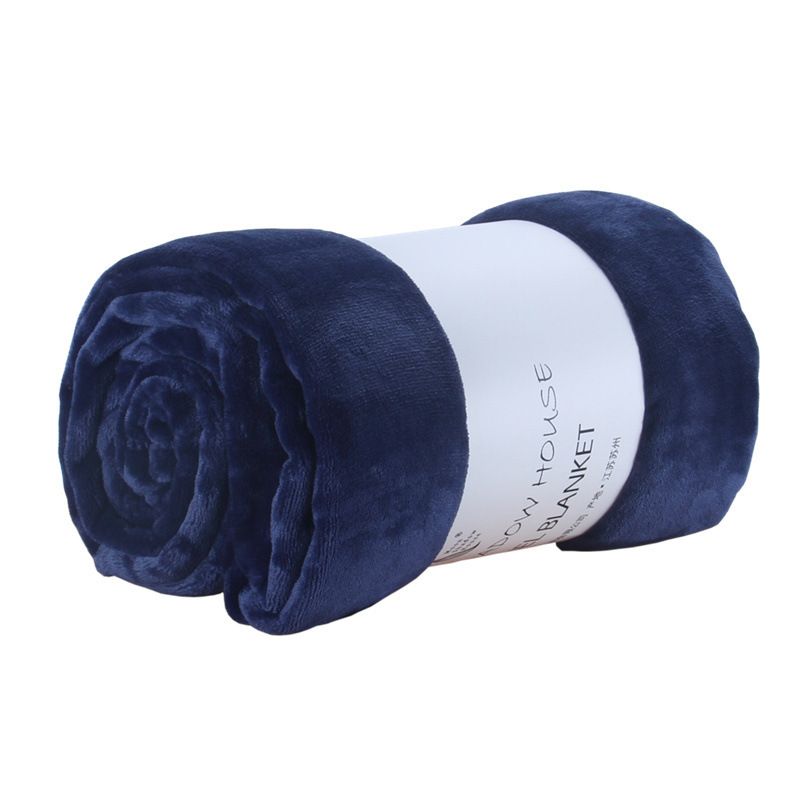 North East Flannel Blanket Polyester Solid Color Dark blue 200cmX230cm