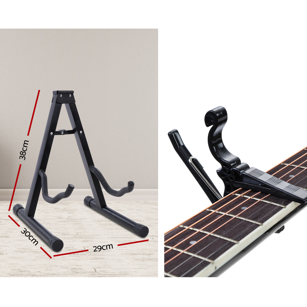 Alpha 41 Inch Acoustic Guitar Wooden Body Steel String Dreadnought Stand Black โ image 4