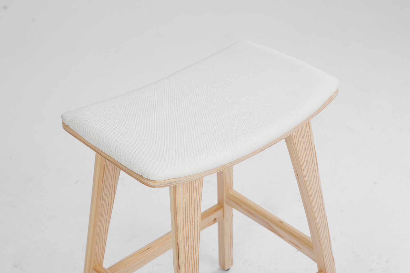 2X Wooden Bar Stool Padded Fabric Dining Chair KANSO 65cm BEIGE — image 3