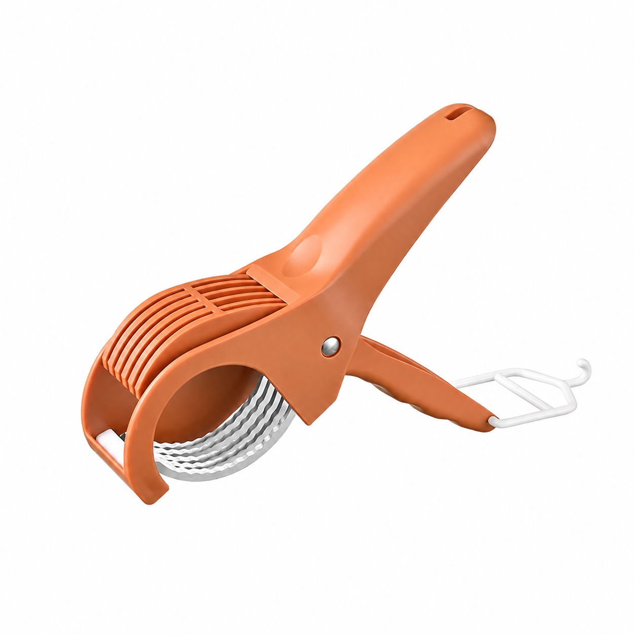 Red Multifunctional Fruit and Vegetable Slicer - Stainless Steel Blades, ABS Handle - One-Press Uniform Slicing for Banana, Cucumber, Ham, Kitchen