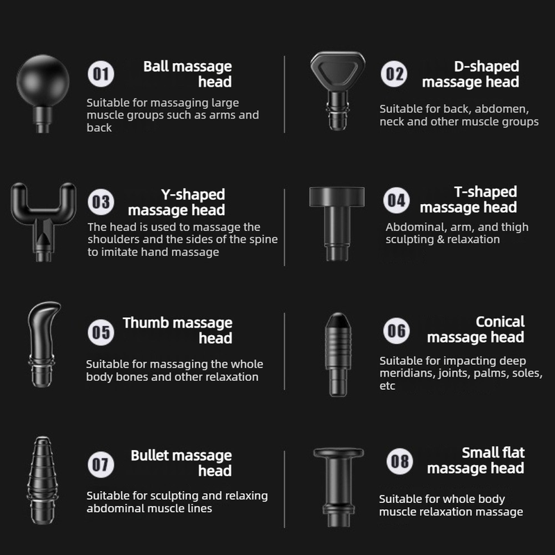 99-Speed Touchscreen Fascia Gun with 8 Massage Heads, Rechargeable Deep Tissue Muscle Massager—Dark Gray — image 6