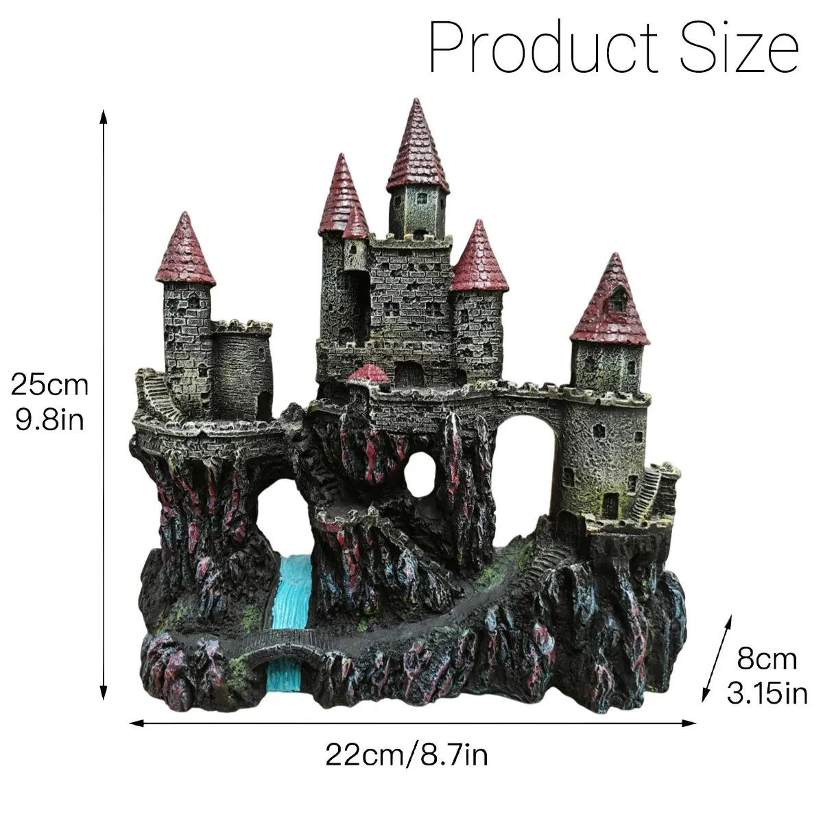 Aquarium Castle Ornament Fish Tank Decoration Medieval Style Resin Decor Home - B — image 4