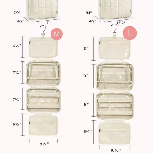 Hanging Travel Makeup Bag for Women with Jewelry Compartment, 31x12x23 cm, Pink — image 5