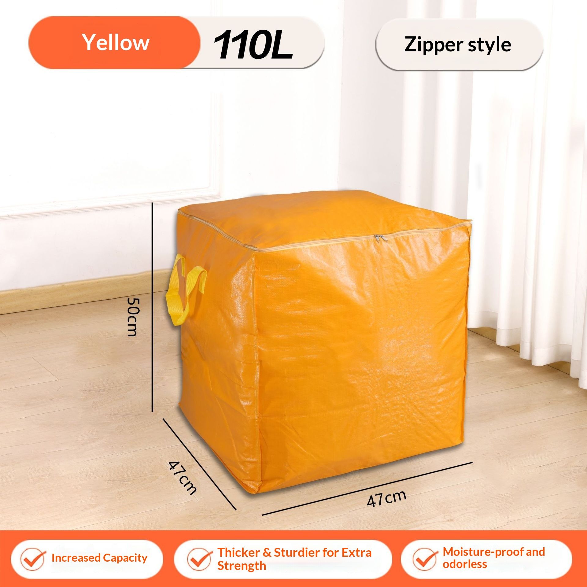 2 Pack Heavy Duty Moving Bags, Large Storage Totes with Zipper, Alternative to Moving Boxes for Storage, Seasonal Clothes, Student Moving, College Dorm (Yellow — image 5
