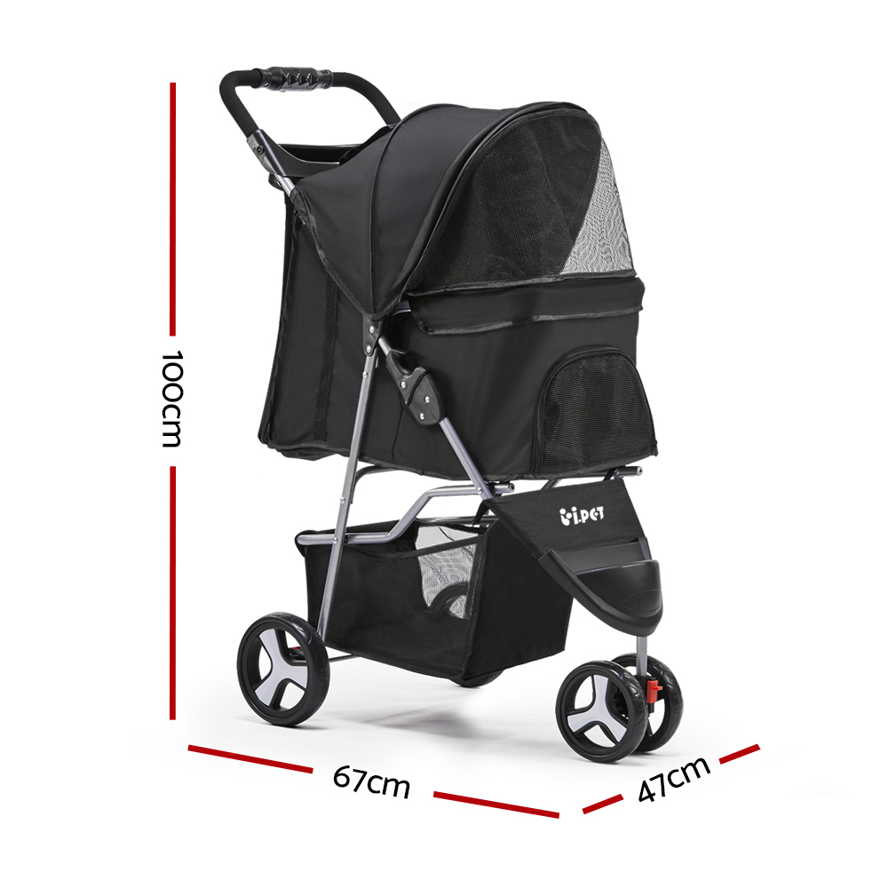 i.Pet Pet Stroller Dog Pram Cat Carrier Large Travel Pushchair Foldable 3 Wheels — image 2