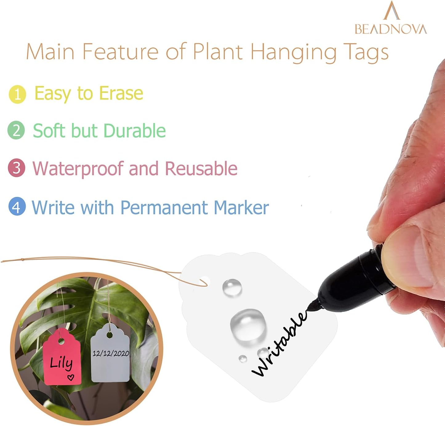Plant Hanging Tags 500pcs Tags with String Reusable Plant Labels Markers Plastic Garden Signs Garden Markers for Outdoor (2 Inch, Mix Color) โ image 4
