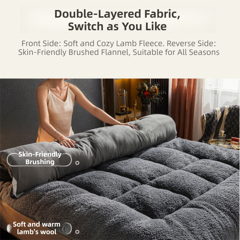 Superior Insulation Grey Dual-Sided Pet Sleeping Mat(60X120CM) for Dogs & Cats - 3D Thickened Support & Durable Wavy Quilting, Reversible Lamb Velvet & Brushed โ image 3