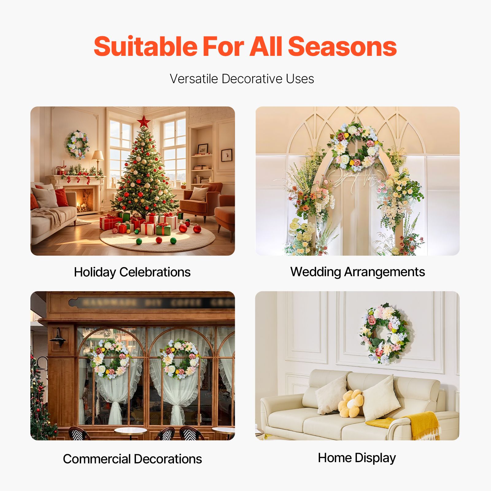 Artificial Decorative Wreath 60.96 cm White Pink Yellow Peonies Hydrangeas — image 5