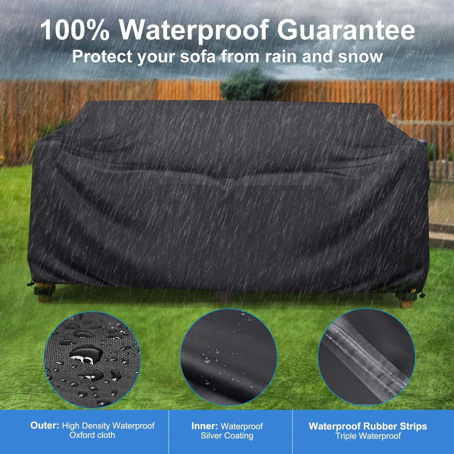 Waterproof Garden Bench Cover for 2 Seater Bench Black, 224 x 84 x 81 cm โ image 2
