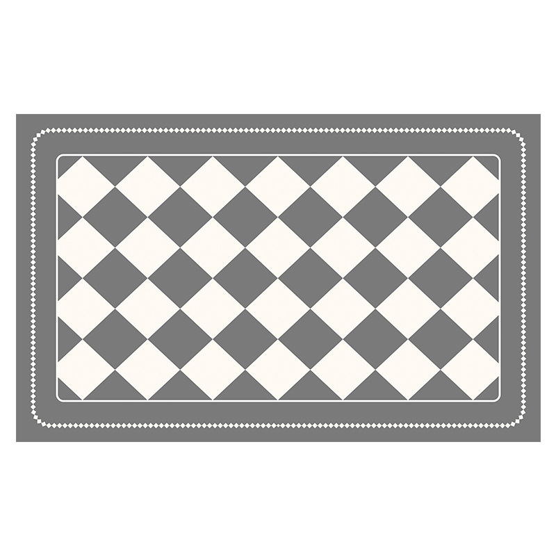 Grey Checkered Design Loofah Texture Shower Mat (50x80cm) - Non-Slip PVC Bathroom Floor Mat, Quick-Draining, Anti-Mould & Massage Pad