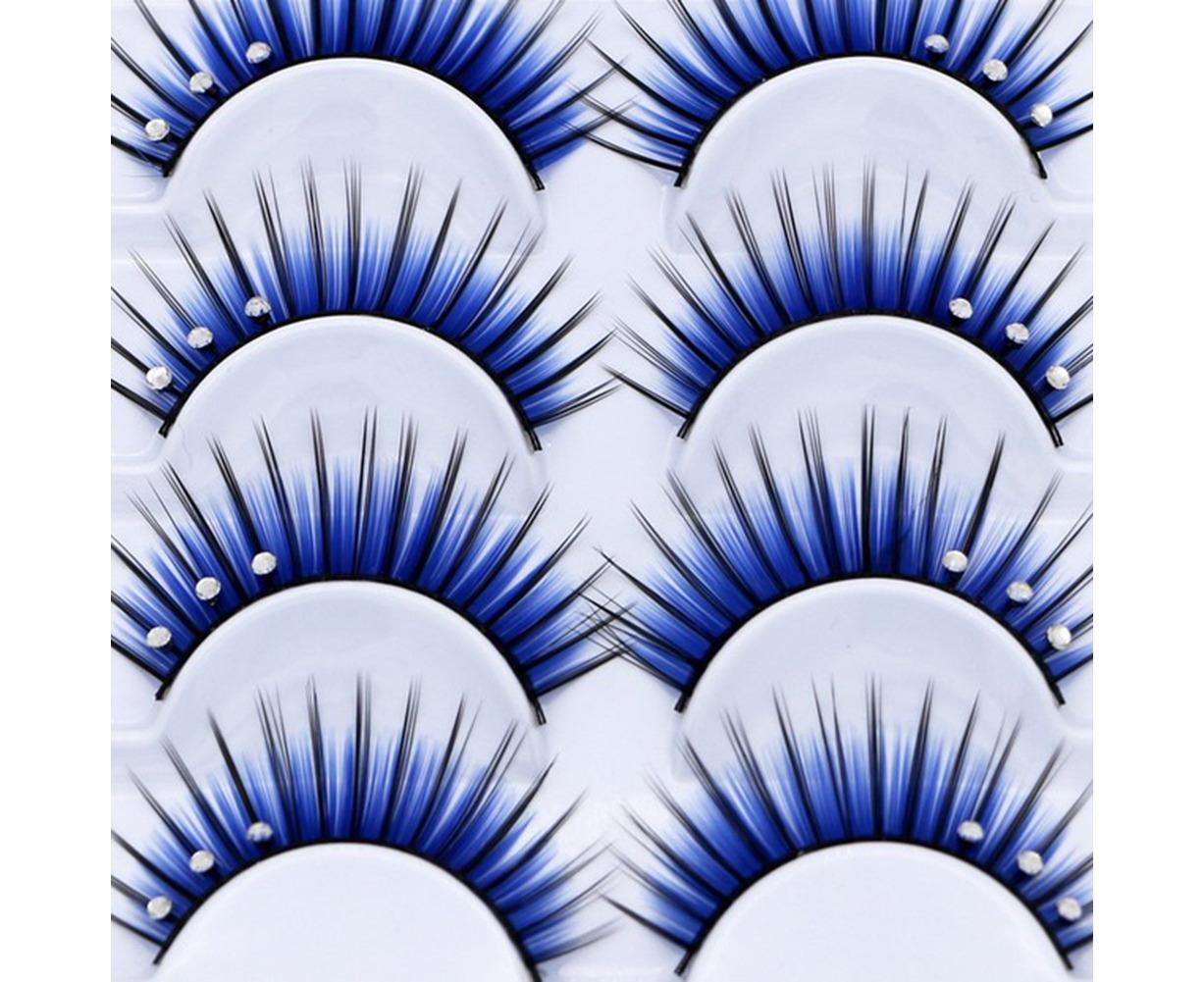 5 Pairs Dual Colors Glitter Rhinestones Artificial Eyelash Party Makeup Tool — image 6