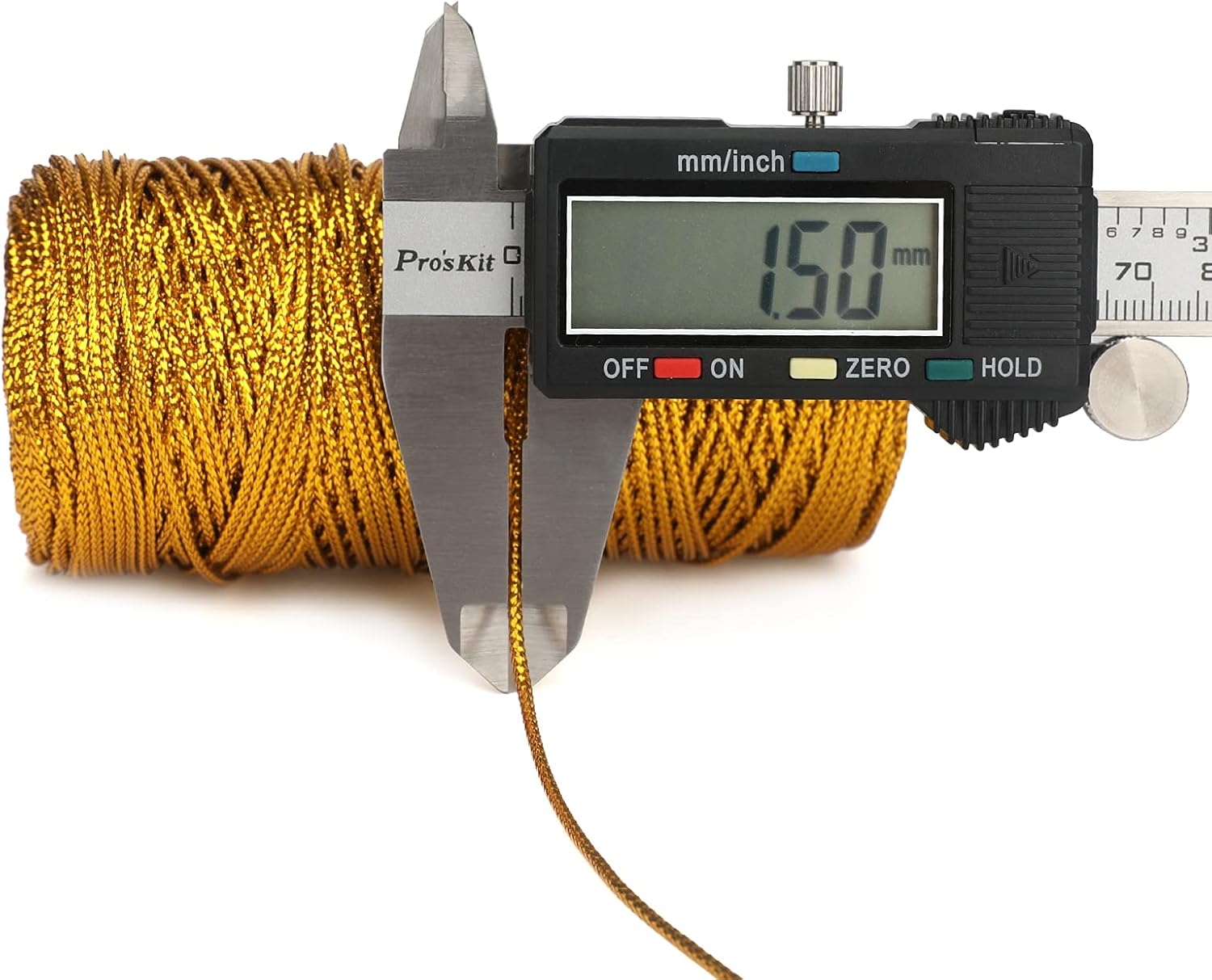 328 Feet Gold String Twine - 1.5mm Metallic Thread Gift Wrapping - 16Ply Inelastic Macrame Glitter Gold Cord for Christmas Halloween Crafting DIY Presents — image 2