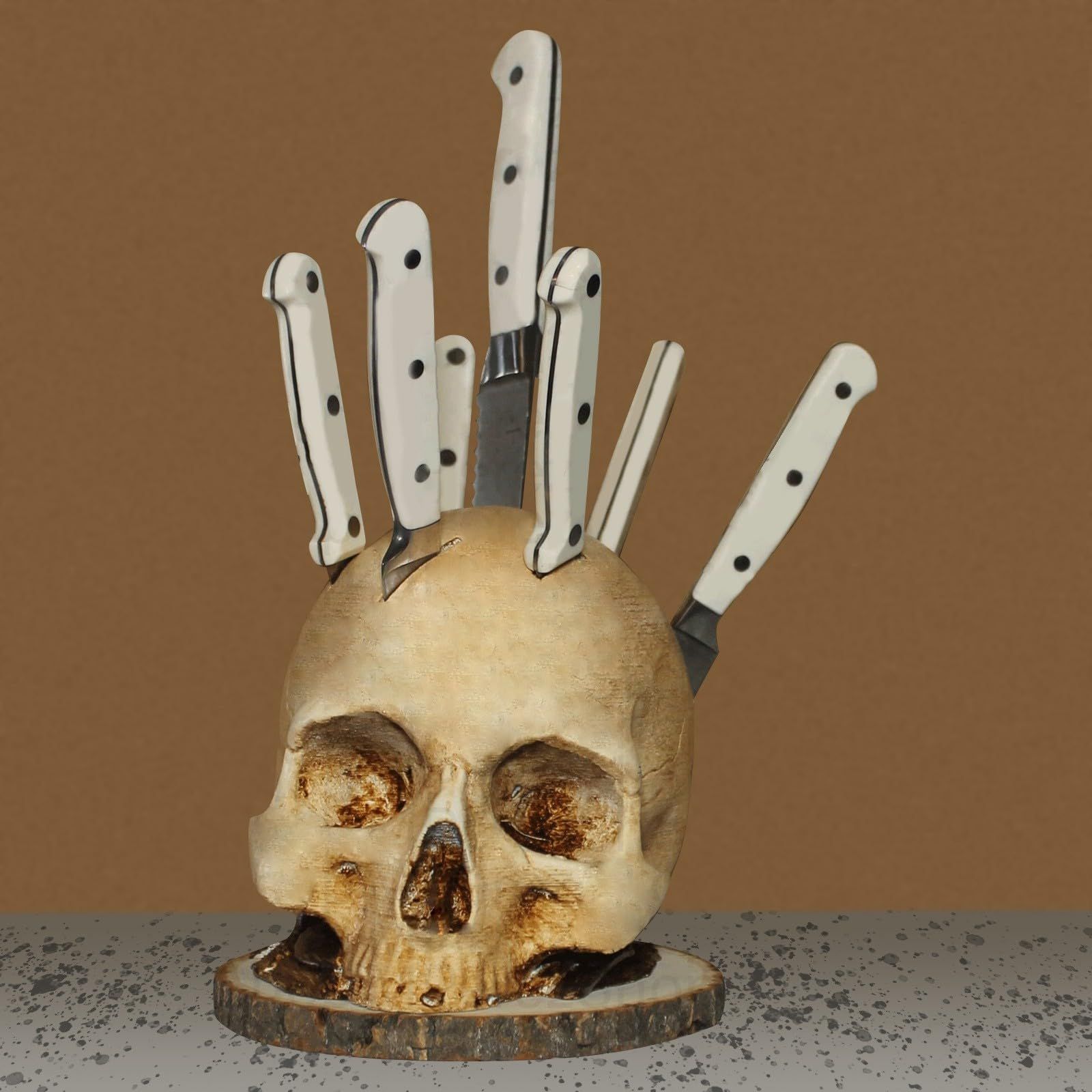 Skull Knife Holder For Kitchen Storage, Skull Decor Horror Kitchen Storage Knife Rack Kitchen Fruit Storage Rack, (Resin)