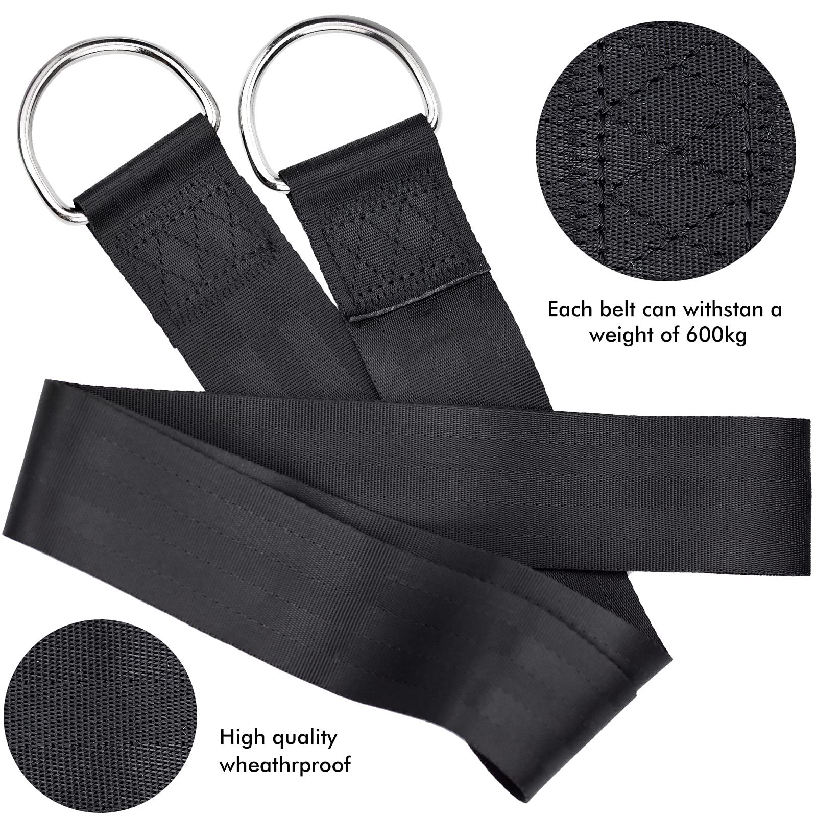 Tree Swing Straps Hanging Kit Holds 500kg, Adjustable Hammock Tree Hanging Straps with Tree Protectors and Lock Carabiners โ image 4