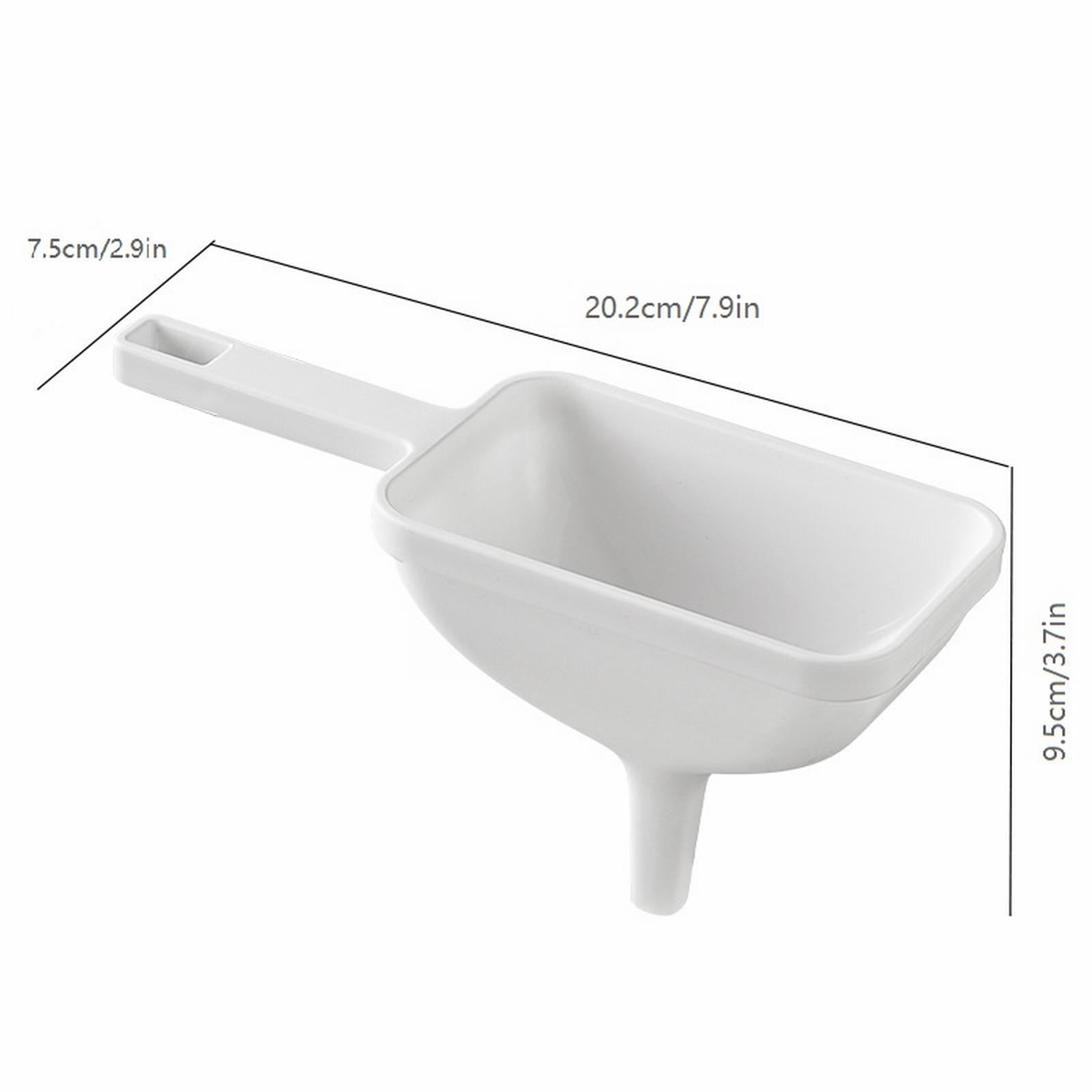 Clearance! Eewia Funnel Kitchen Funnel Washable Multipurpose Funnel for Liquid Oils Dry Ingredients, Rectangular Funnel with Handle White — image 4