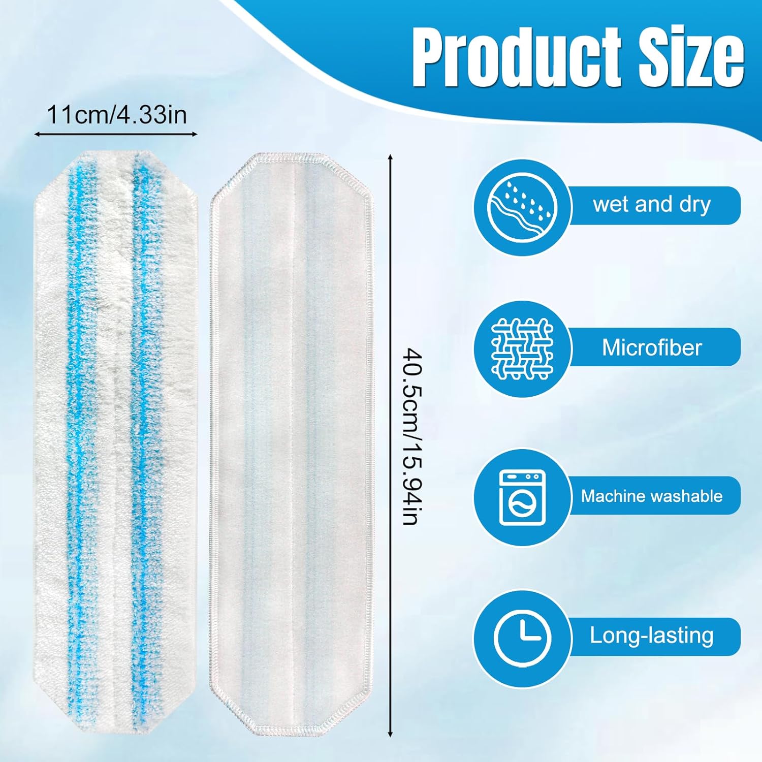 4-Pack Replacement Mop Pads for O-Cedar H2pro Flat Mop System & Vileda | O'Cedar H2 Pro Microfiber Mop Heads Replacements | Washable Reusable Refills | Safe on β image 3
