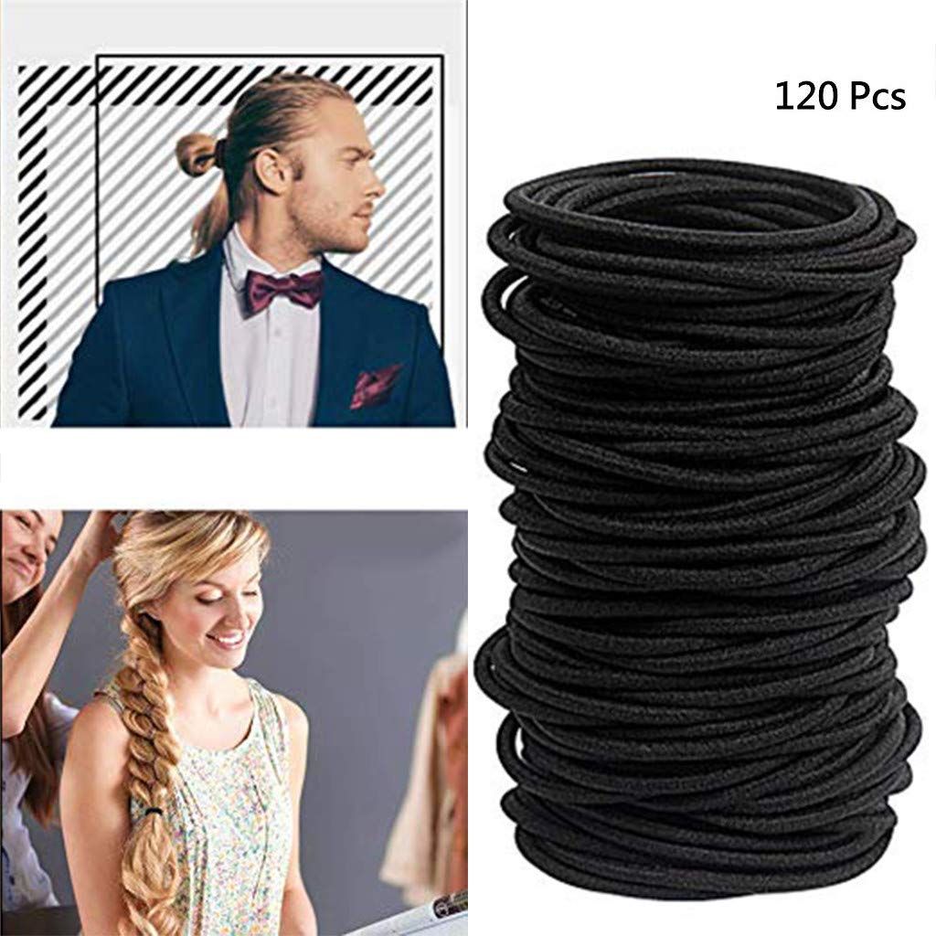 120 Pieces Black Hair Ties for Thick and Curly Hair Ponytail Holders Hair Elastic Band for Women or Men โ image 4