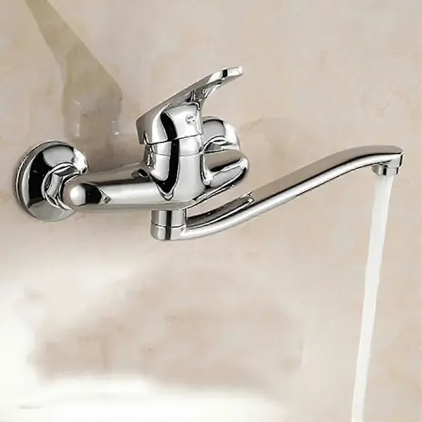 Wall-mounted faucet (1 piece), Brass material, 5 cm Spout Reach, 15 cm Connection Spacing, cold water use, Chrome Finish โ image 2