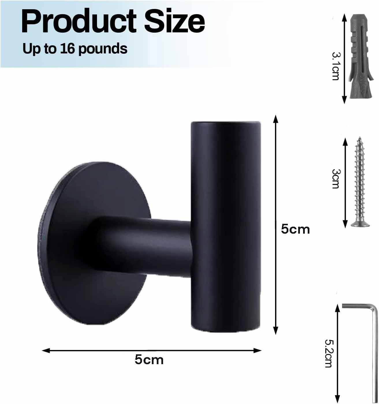 2 Pcs Wall Mount Self Adhesive Bathroom Towel Hooks Holder Cloth Hanger Hook Door Hanger Black โ image 6