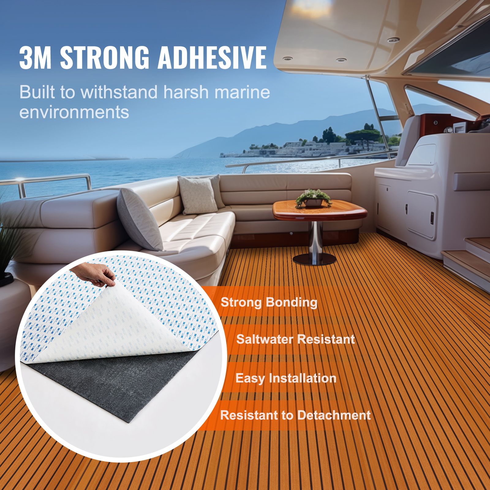 Boat Flooring, EVA Foam Boat Decking 94.5" x 46", Non-Slip Self-Adhesive Flooring, 29.9 sq.ft Marine Carpet for Boats, Yacht, Pontoon, Kayak Decking — image 3