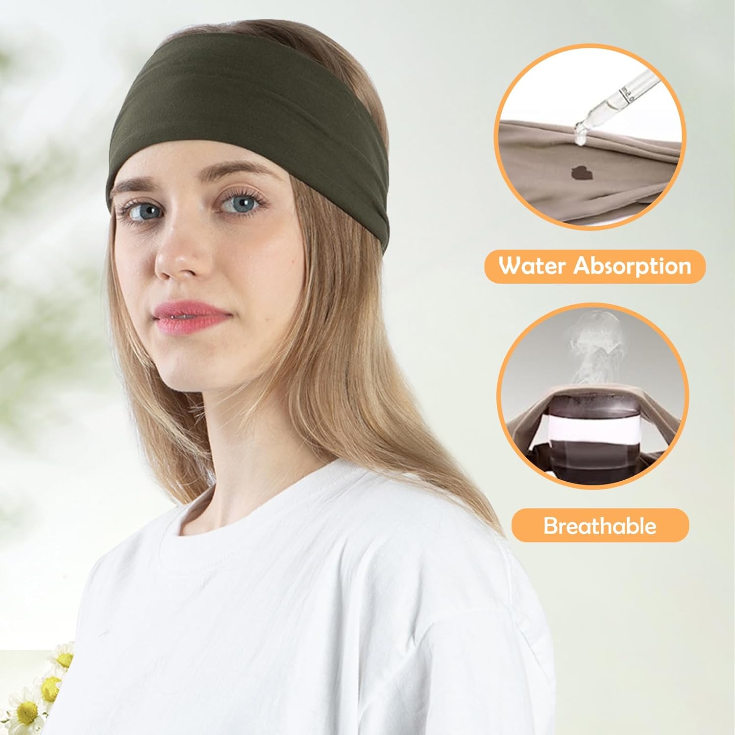 10 Pack Wide Headbands for Women, Workout Yoga Running Sports Headband Elastic Hair Bands, Boho Non Slip Sweat Head Bands Thick Head Wrap (Solid Headbands) — image 5