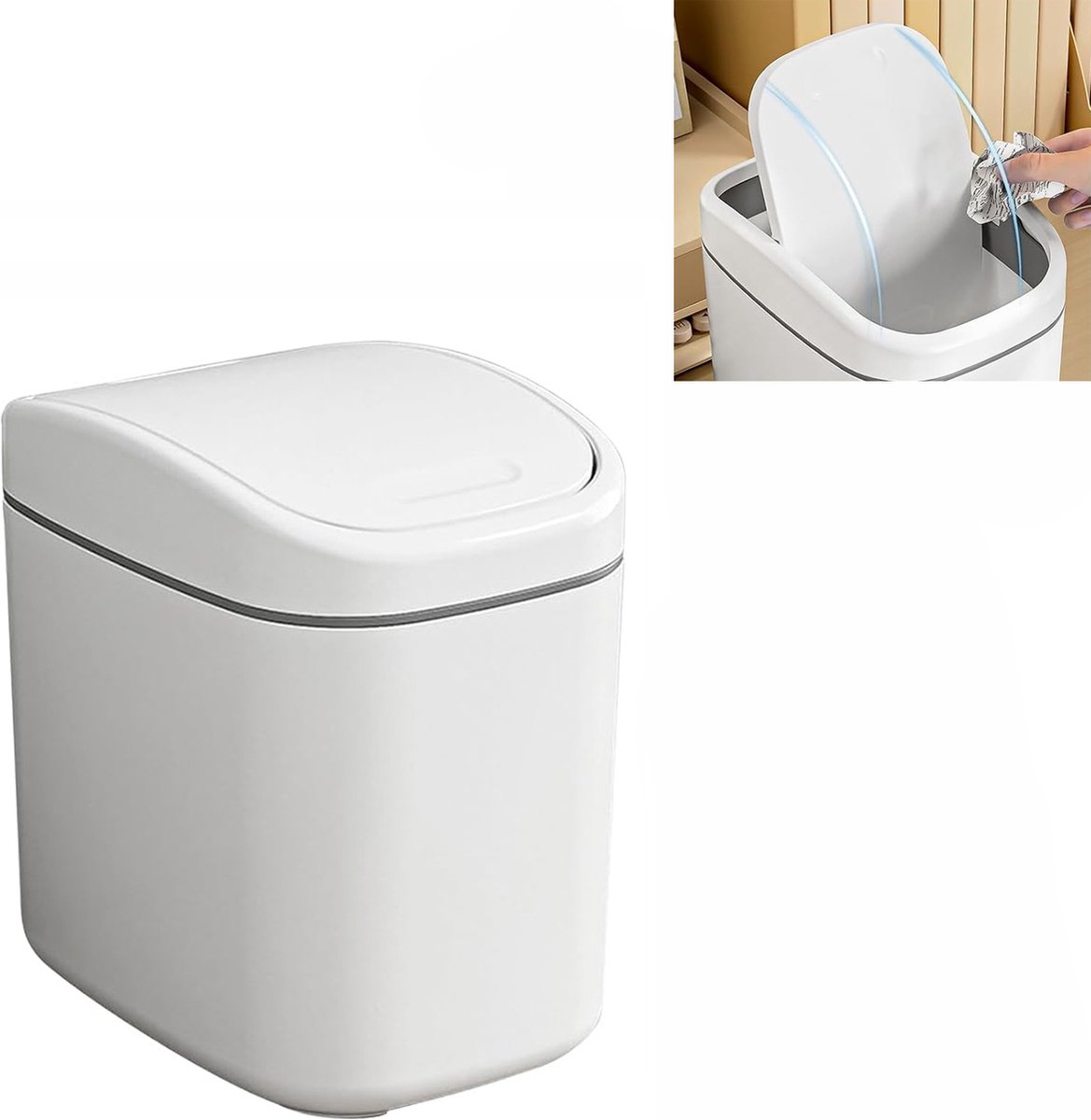 Countertop Waste Bins - Car Trash Can - With Flip-Up Lid - Small Countertop Waste Bin - Mini Trash Can - Tabletop Waste Bin - Plastic Trash Can