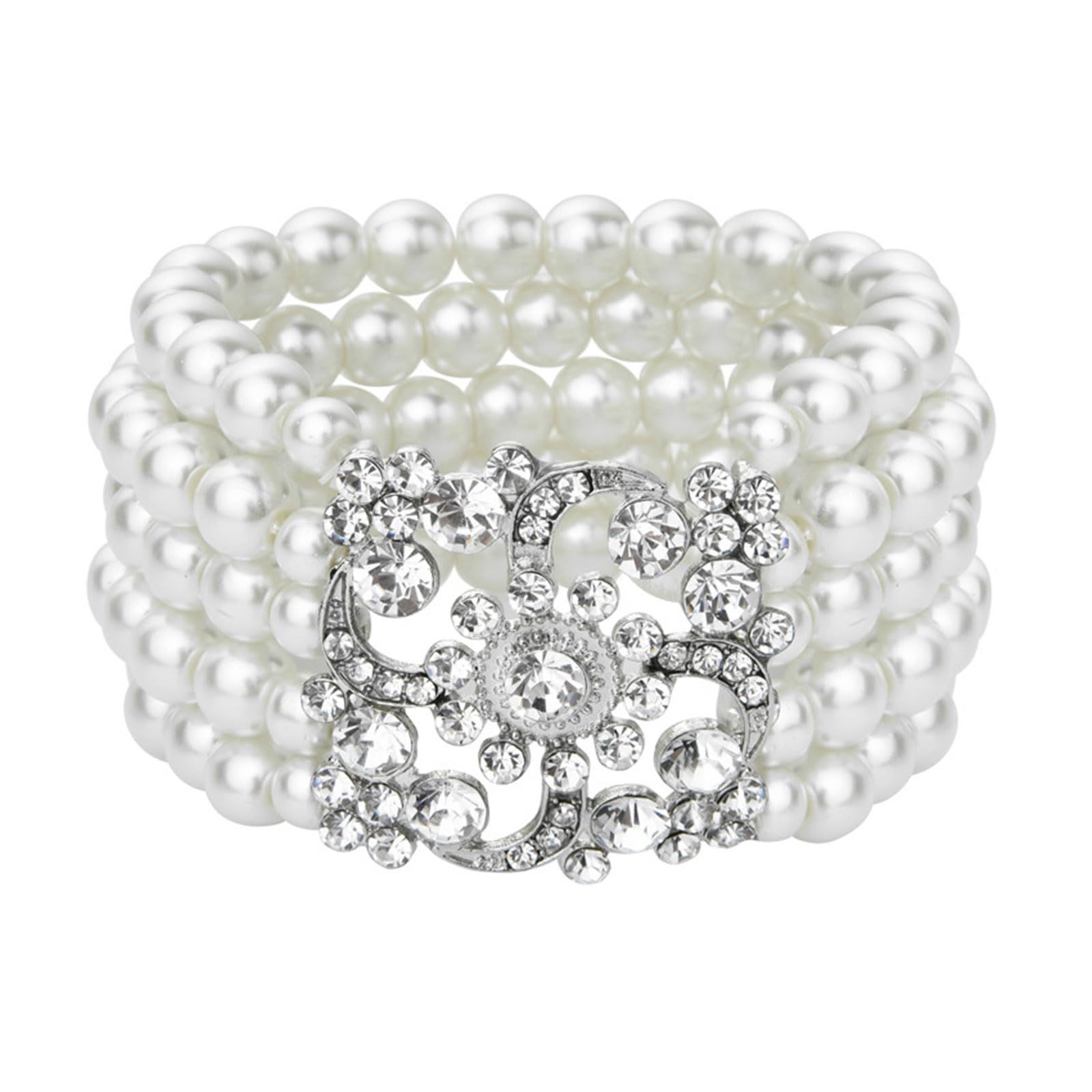 Bracelets for Women MultiLayer Pearl Bracelets for Women Pearl Jewelry Pearl Bracelet Crystal Rhinestone Bangle Bracelets
