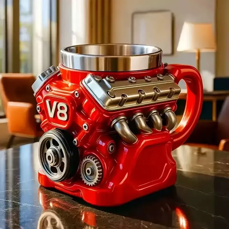 V8 Engine Mug: A must-have for car enthusiasts. Hold the engine in your hand, sip with speed and passion