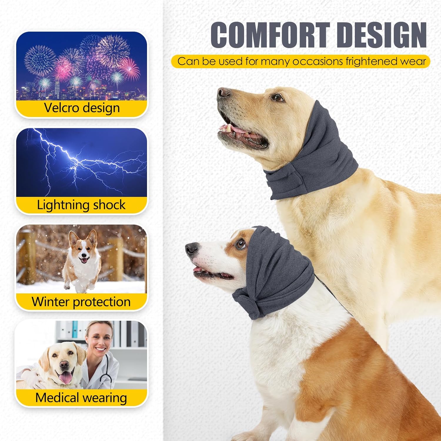 Dog Ear Muffs - 1 Piece - Dark Grey - Size M - Noise Reduction Dog Headband for Hearing Protection — image 3