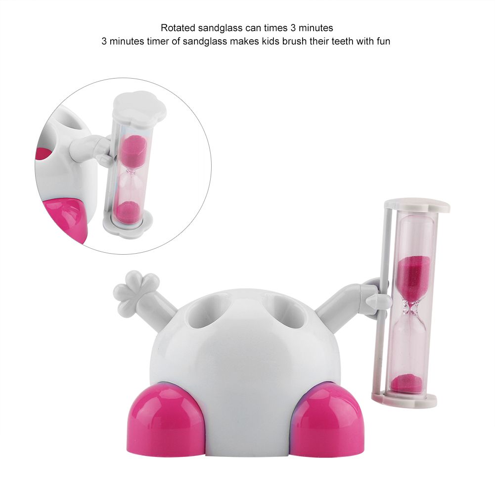 Toothbrush Holder Children Tooth Brushing Hourglass 3 Minutes Countdown Timer(Pink) โ image 4