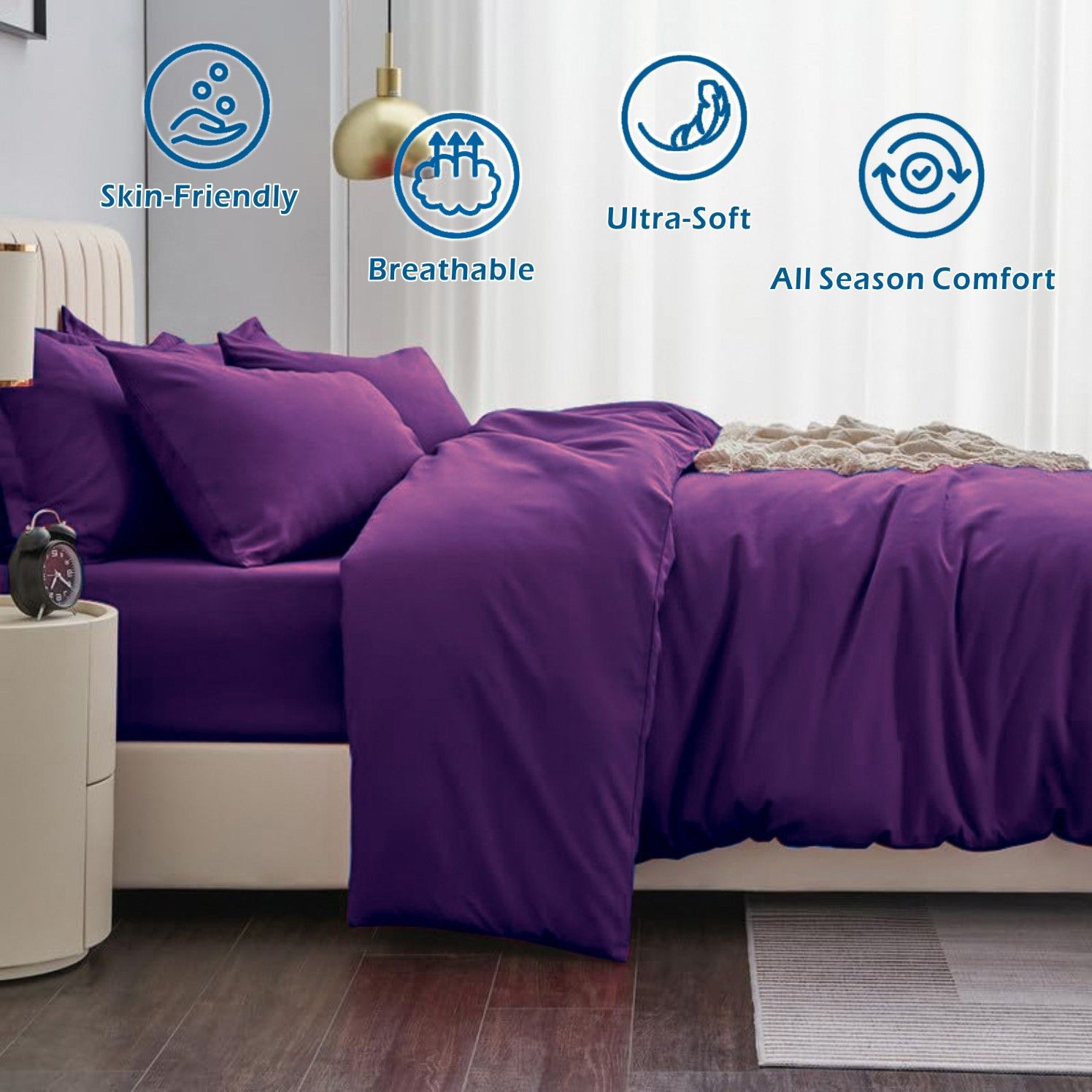 3 Piece Hotel Soft Microfiber Quilt Cover Set-2000TC Duvet/Donna Cover Set & Pillowcases -1 Quilt Cover Zipper Closure & 1 x Pillowcases-Breathable Bedding — image 2