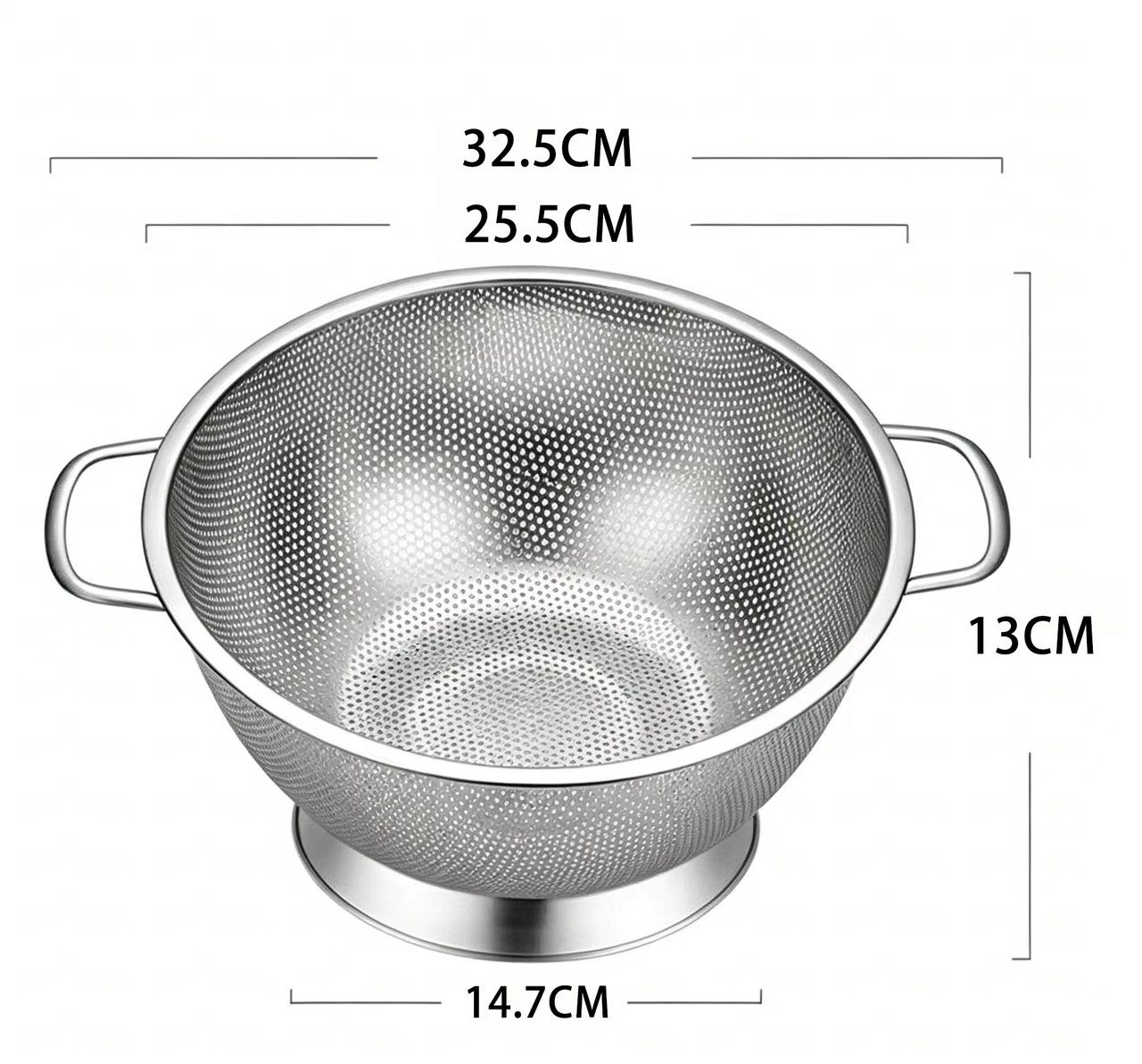 Stainless Steel Mesh Kitchen Strainer, Food Sieve with Riveted Handles and Ring Base for Pasta, Rice, Vegetables, Fruit and Draining โ image 2